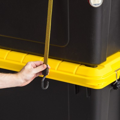 Heavy Duty Black and Yellow 21 Gallon Plastic Storage Totes, 4 Pack