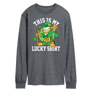 Men's - Garfield - This is My Lucky Shirt St. Patrick's Day Long Sleeve Graphic T-Shirt - 1 of 4