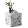 Bvlgari Marble Block Side Table, Manufactured Wood Foild with Faux Marble Grain Paper Square End Table, Accent Table - The Pop Home - 3 of 4