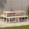 vidaXL Picnic Table Natural Solid Pine Wood Medium Seats Many - 2 of 4