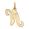 Black Bow Jewelry 14k Yellow Gold, Sophia Collection, Small Script Initial N Pendant - 3 of 4