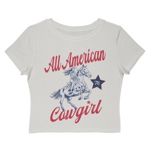 Social Collective Women's All American  Americana 4Th Of July Short Sleeve Graphic Cotton Baby Tee - Cloud Dancer M - 1 of 4
