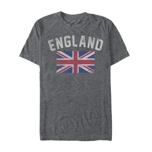 Men s Lost Gods England Union Jack T Shirt Charcoal Heather Small