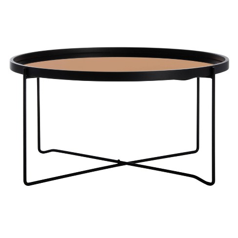 Ruby Round Tray Top Coffee Table Rose Gold Black Safavieh Target