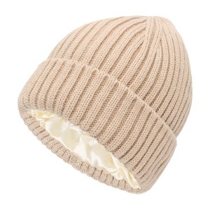 Anna-Kaci Women's Ribbed Knit Beanie Hat with Satin Lining and Folded Cuff - 1 of 4
