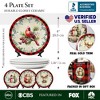 Holiday Cheer Set of 4 Plates with Real Gold Plaid Trim, Christmas Tableware Collection for Salad, Dessert, Appetizer and Side Plates| OrnamentallyYou - 2 of 4
