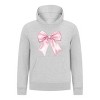 Everyday Kids Girls Collection Pink Bow Pullover Hoodie – Cute Satin-Style Ribbon Graphic Sweatshirt - 2 of 4