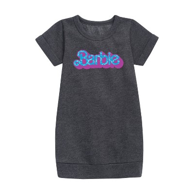 - Barbie - Pool Water Reflection Graphic Short Sleeve Fleece Dress