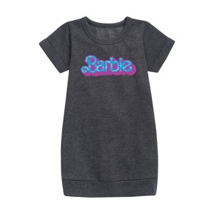 - Barbie - Pool Water Reflection Graphic Short Sleeve Fleece Dress - 1 of 2