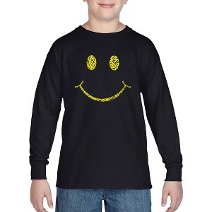 LA Pop Art Boy's Word Art Long Sleeve - Be Happy Smiley Face - 1 of 4