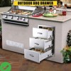 Outdoor Kitchen Drawers - Stainless Steel Flush Mount Triple Access BBQ Drawers with Divider Venting Panel - 2 of 4