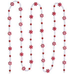 Northlight 9' Red and White Peppermint Candy Beaded Christmas Garland, Unlit - 1 of 4