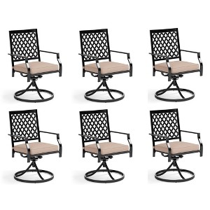 Captiva Designs Outdoor Patio Dining Swivel Steel Chairs with Thick Cushions - 1 of 4
