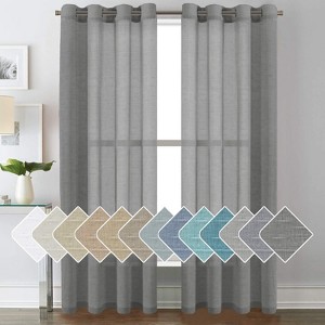 Natural Linen Blended Semi-Sheer Curtains Privacy Assured with Nickel Grommet for Living Room - 1 of 4
