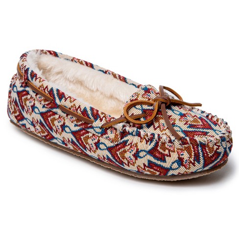 Minnetonka Women's Cally Moccasin Slippers 44113, Cream Minookamii - 5 ...