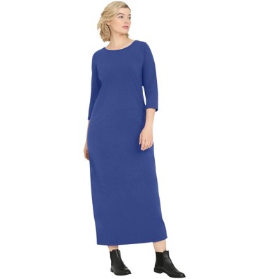 ellos Plus Size Three-Quarter Sleeve Knit Maxi Dress