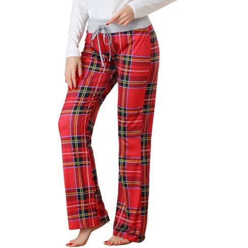 Cheibear Women's Yoga Casual Trousers Wide Leg Lounge Pajamas Pants Red  X-small : Target