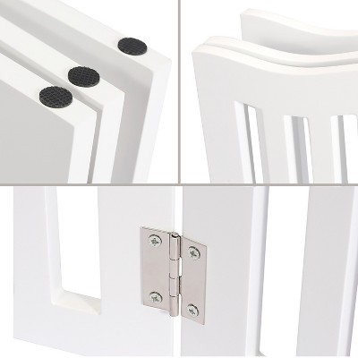 White Wooden Free Standing Pet Gate with Paw Design