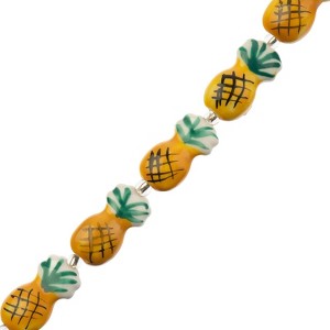John Bead 5pcs 12x24mm Pineapple Fruit Ceramic Beads - 1 of 4