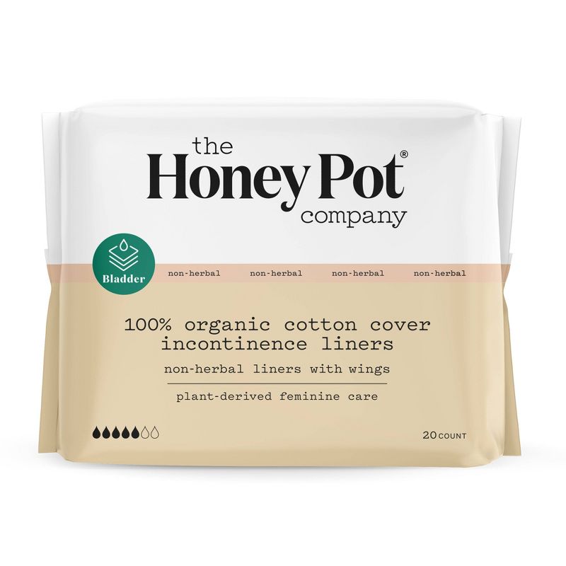 The Honey Pot Company, Non-Herbal Incontinence Pantiliners with Wings, Organic Cotton Cover - 20ct, 1 of 12