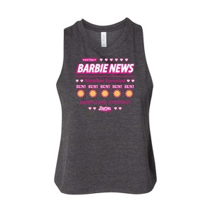 Women's Barbie Barbie Land New Weather Forecast Graphic Racerback Tank - Heather Charcoal - Medium - 1 of 2