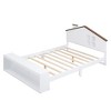 Wood Full Size Bed Frame, White Heavy Duty Storage Space Under The Bed Heavy Duty Frame Bed with Headboard, Footboard No Box Spring Easy Assembly - 4 of 4