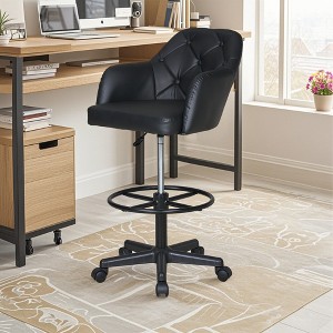 VECELO Drafting Chair with Adjustable Height PU Swivel Stool with Lumbar Support - 1 of 4