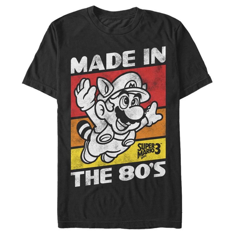 Men's Nintendo Raccoon Mario Made in the 80's  T-Shirt - Black - 1X Big Tall, 1 of 3