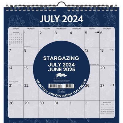 Willow Creek Press Stargazing Academic July 2024 - June 2025 12"x12" Spiral Wall Calendar: Monthly Planner, All Ages, Blue