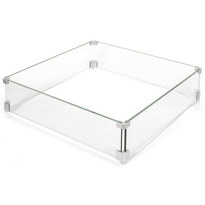 Barton 24 x 24 inch Outdoor Fire Pit Tempered Glass Wind Guards Square Wind Screens, Clear