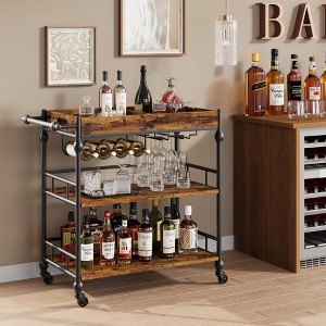 Bar Cart, Bar Carts for The Home, 3 Tier Bar Cart with Wheels, Portable Home Bar & Serving Carts, Rolling Cart - 1 of 4