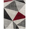 Home Mart Goods Red Silver Grey Geometric Triangles Hand-Carved Soft Living Room Area Rug - 2 of 4