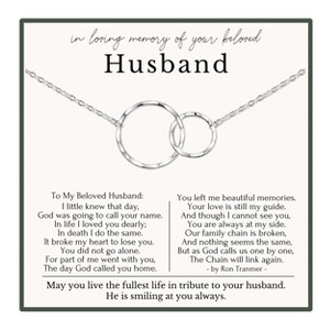 HOPE LOVE SHINE Memorial Necklace for Husband 2 Ring Silver Gold – Loss of Husband Gift, In Loving Memory Jewelry for Her - 1 of 4