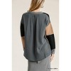 Slickblue Women's Top, Colorblock Pattern & Side Slits, Relaxed Fit Pullover, Casual Wear, Black/Grey, S-M - 4 of 4