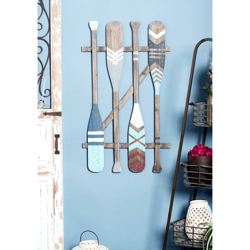 Coastal Wood Paddle Wall Decor with Arrow and Stripe Patterns - Olivia & May, 2 of 16