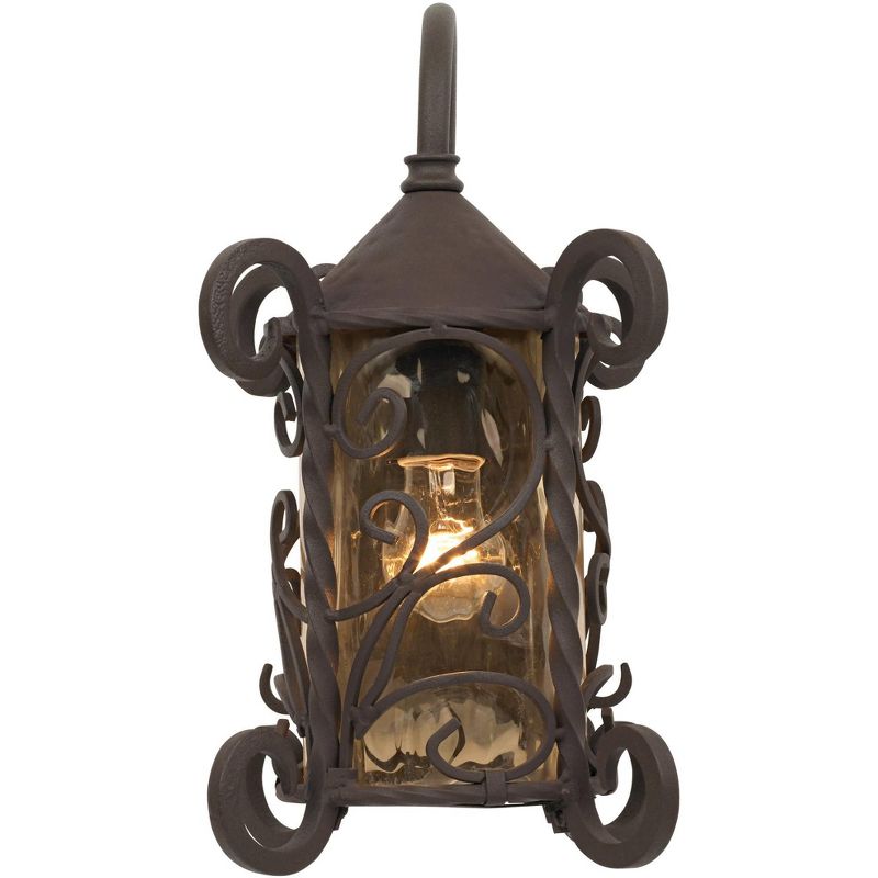 John Timberland Rustic Wall Light Sconce Dark Walnut Brown Hardwired 7" Fixture Hammered Champagne Glass for Bedroom Bathroom Home, 5 of 7
