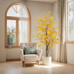 Artificial Maple Tree, Autumn Maple Artificial Fall Tree Large Faux Tree Soft Silk Decorative Plant with Plastic Pot for Party Home Living Room Decor - 1 of 4