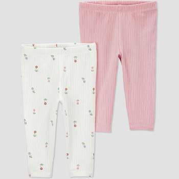 Touched by Nature Baby Girl Organic Cotton Tights, Cream Pink, 18-24 Months  