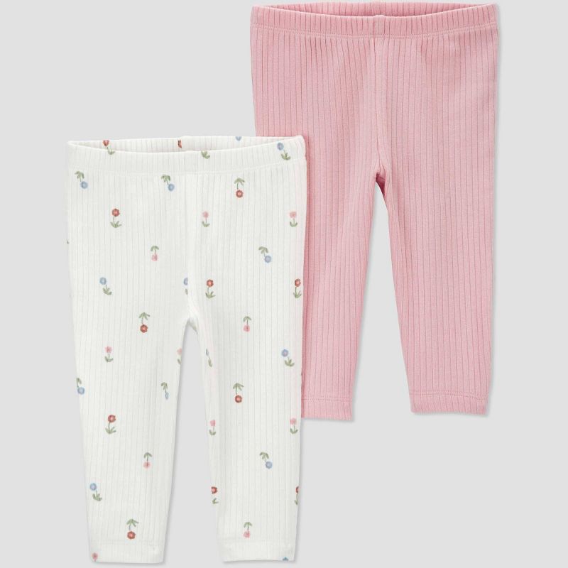 Carter's Just One You® Baby Girls' 2pk Pants - Pink/Ivory, 1 of 8
