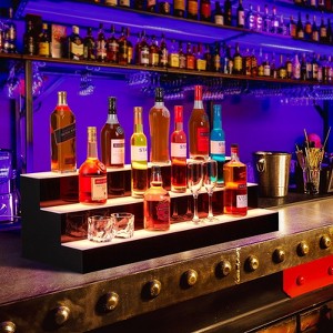 3 Tier 24 Inch LED Acrylic Wine Display Shelf,Wall Mounted Liquor Bottle Rack with Bluetooth App & Remote Control,16 Color RGB Lighting for Home Bars - 1 of 4