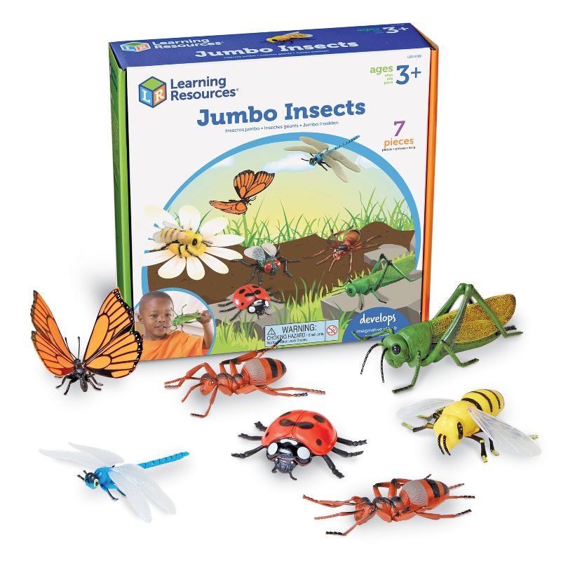 Learning Resources Jumbo Insects, Fly, Ant, Bee, Ladybug, Grasshopper, Butterfly, and Dragonfly, 7 Insects, 1 of 7