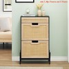 Entryway Rattan Shoe Cabinet w/ 2 Flipup Drawers & 1 Drawer, Freestanding Shoe Organizer, 3-Tier Shoe Storage Cabinet with Adjustable Shelves - 3 of 4