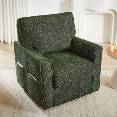 TiramisuBest 360 degree Swivel Chair Accent Barrel Armchair Swivel Sofa Chair with Side Pockets for Living Room, Bedroom and Office