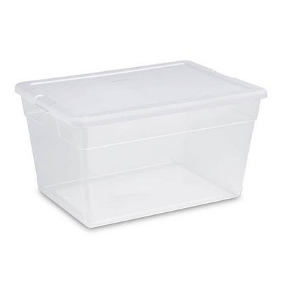 Sterilite 16598008 56 Quart Clear Home Storage Tote Container w/ Lid, 48 Pack