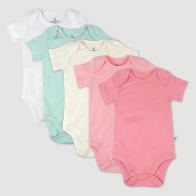 Honest Baby Girls' 5pk Short Sleeve Bodysuit - Pink 12m : Target