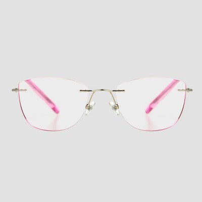 Women's Cateye Blue Light Filtering Square Glasses - A New Day™ Pink