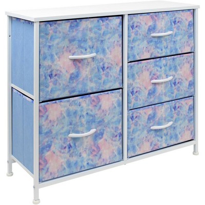 Sorbus  Dresser with 5 Drawers - Storage Chest Organizer with Steel Frame, Wood Top, Handles, Fabric Bins