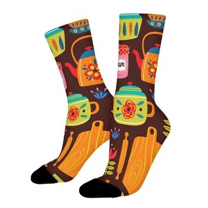 Doodle Teapot Women Printed Crew Socks Funny Funky Socks Soft Polyester Novelty Gifts for Artists Men - 1 of 1