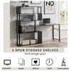 Modern Adjustable L-Shaped Home Office Corner Table,Rotating Computer Table with 5-Tier Storage Shelves,Lockable Casters-Baofuwish - 3 of 4