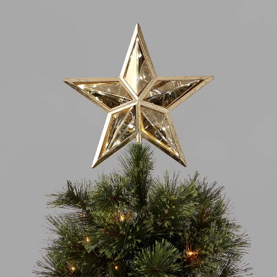 11.375in Lit Dewdrop Frame Mirrored Star Tree Topper Champagne - Wondershop™